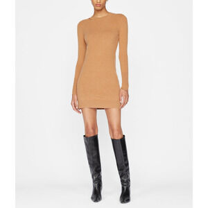 Frame Cut Out Mini Tan Cashmere Dress Size XS